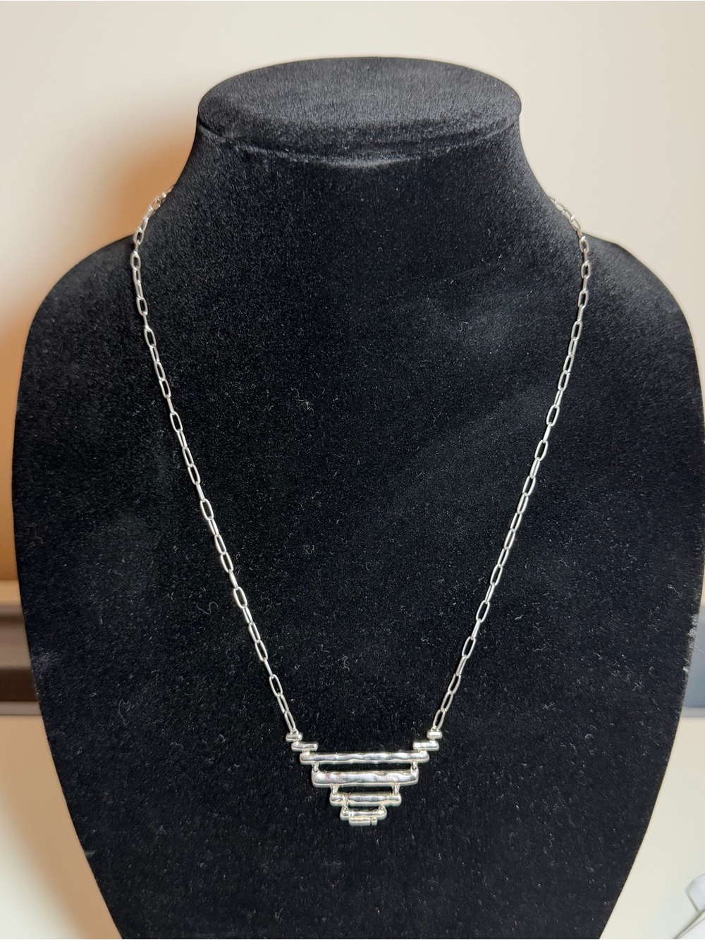 Kendra Scott Silver Tone Geometric Layered Triangle Necklace
